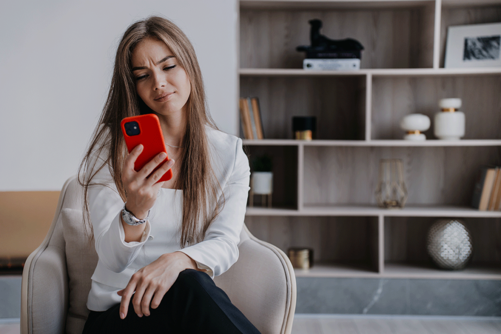 Woman thinking about social media and mental health