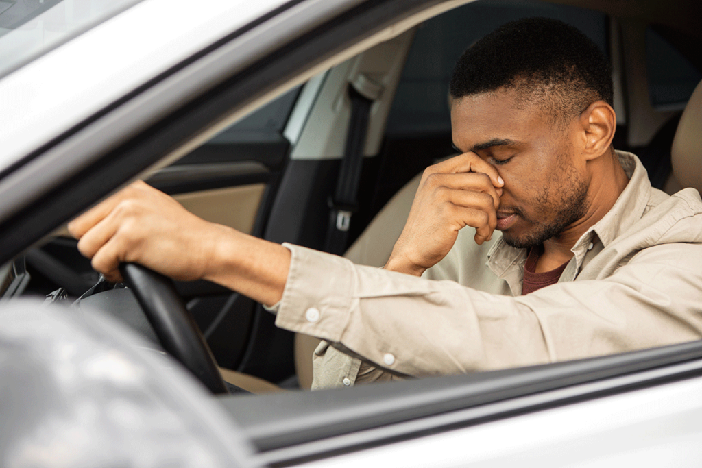 A man grappling with intrusive thoughts