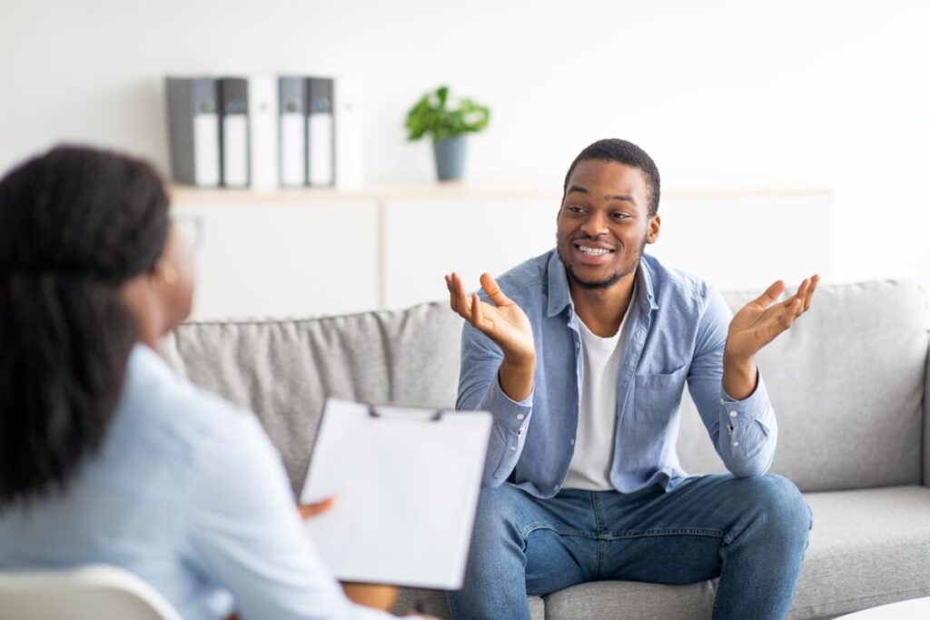 A man experiencing the benefits of psychotherapy