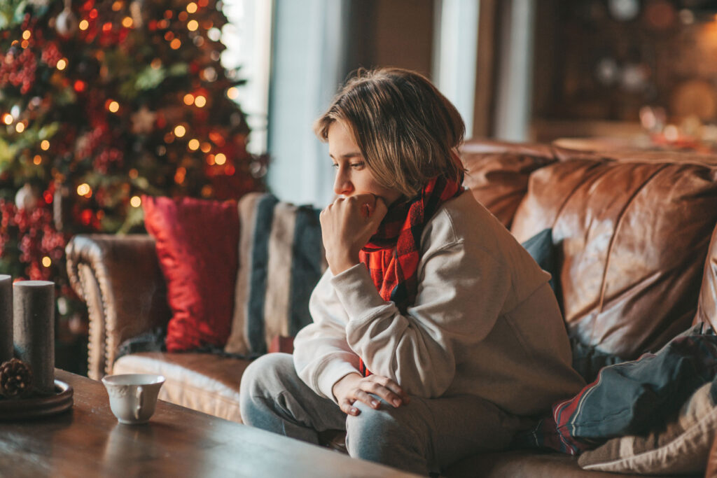 A woman experiencing holiday depression